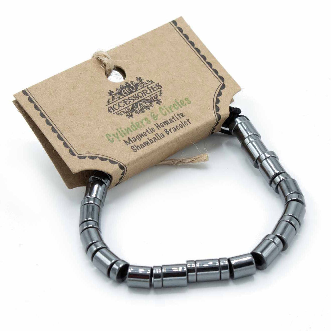 Pulsera Magnética Shamballa de Hematita - Círculos y Cilindros
