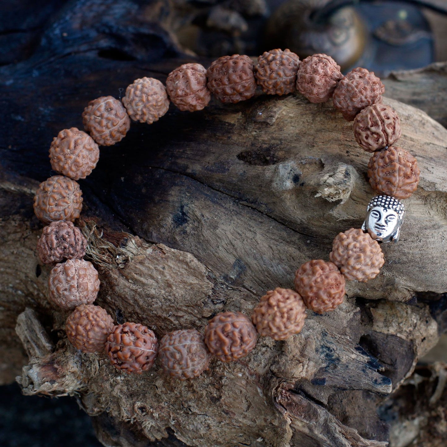 Rudraksha Brazalete de Buda Japa Mala - Natural