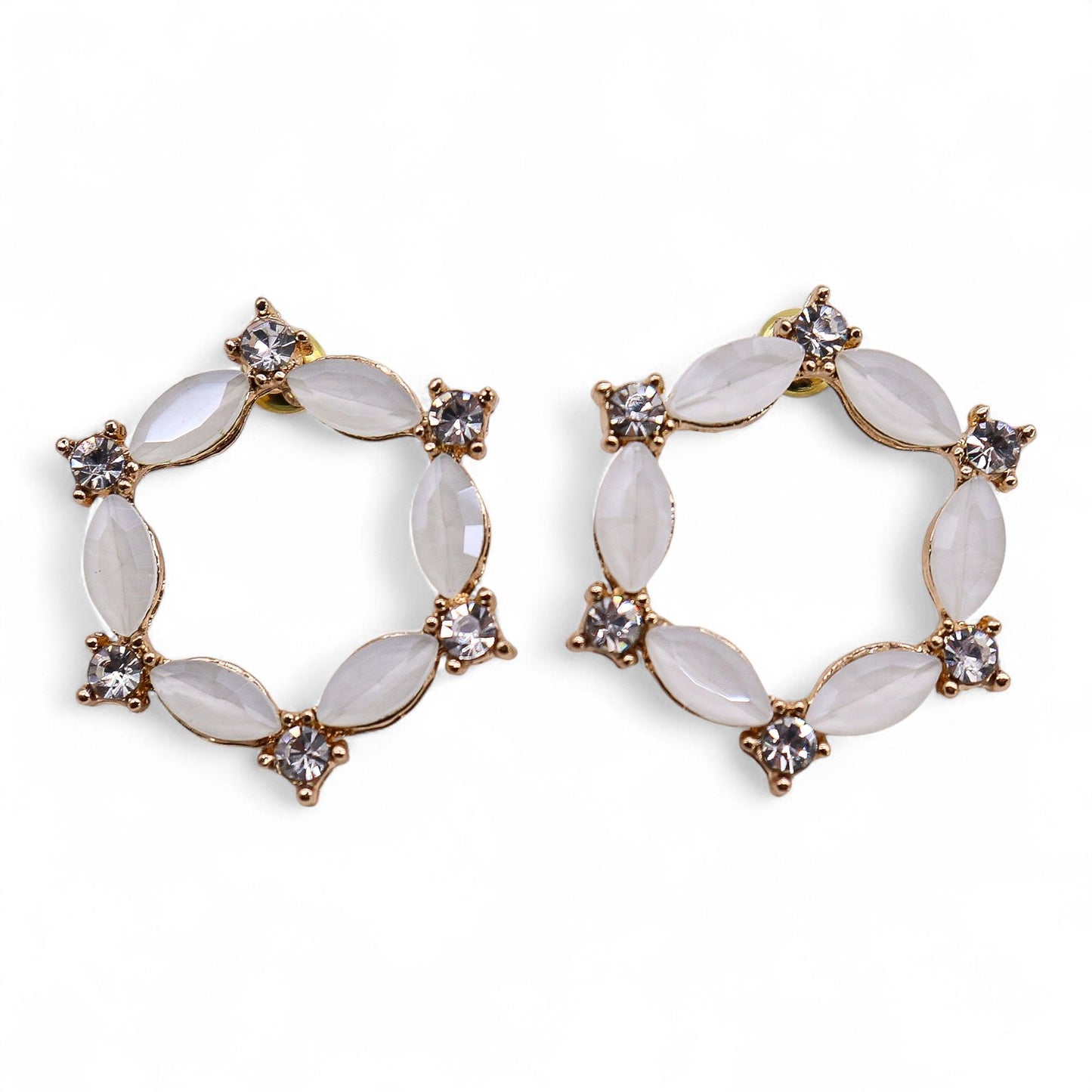 Pendientes de Cristal Vintage - Aro - Perla