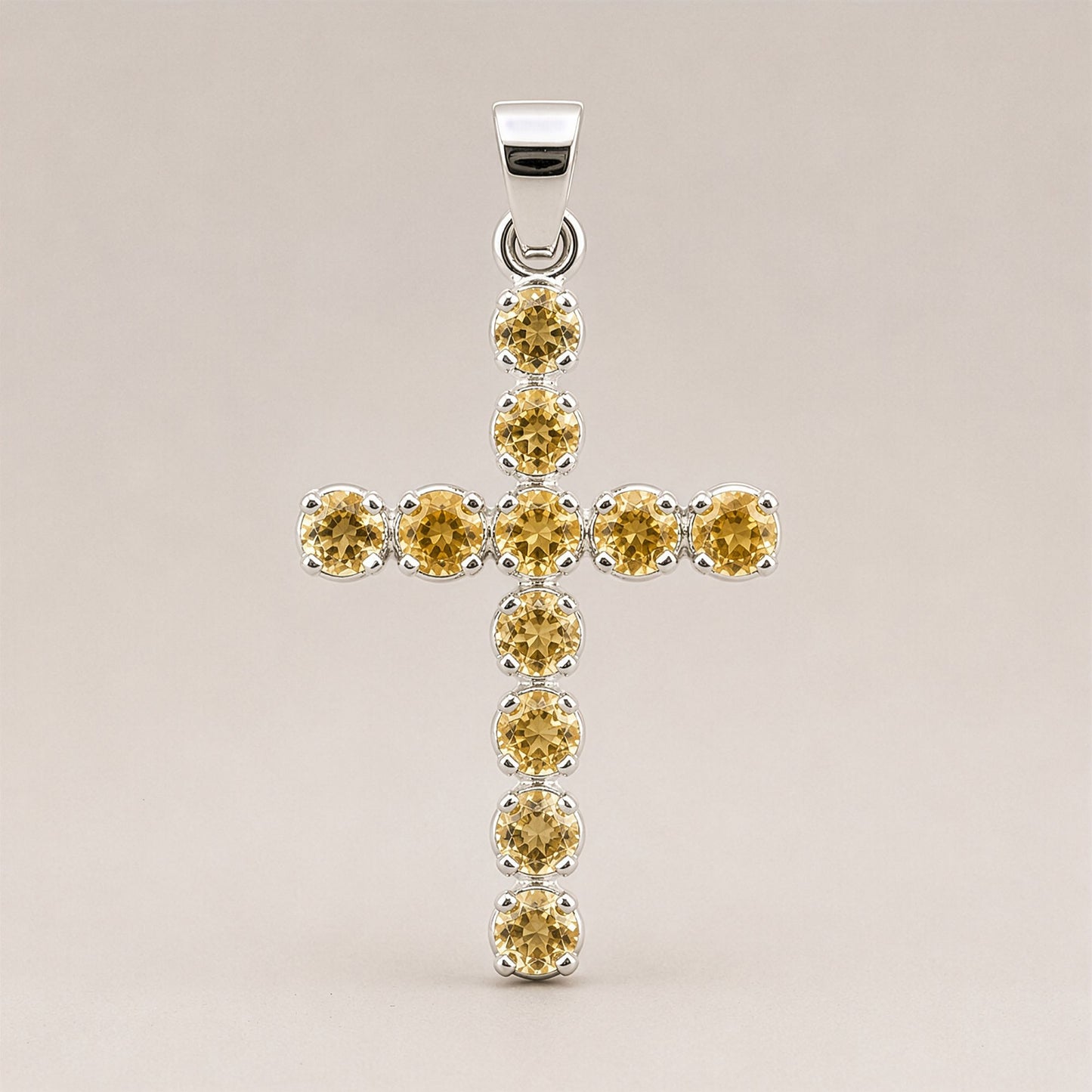 Colgante devocional indio - plateado (cadena de 45 cm) - crucifijo de citrino