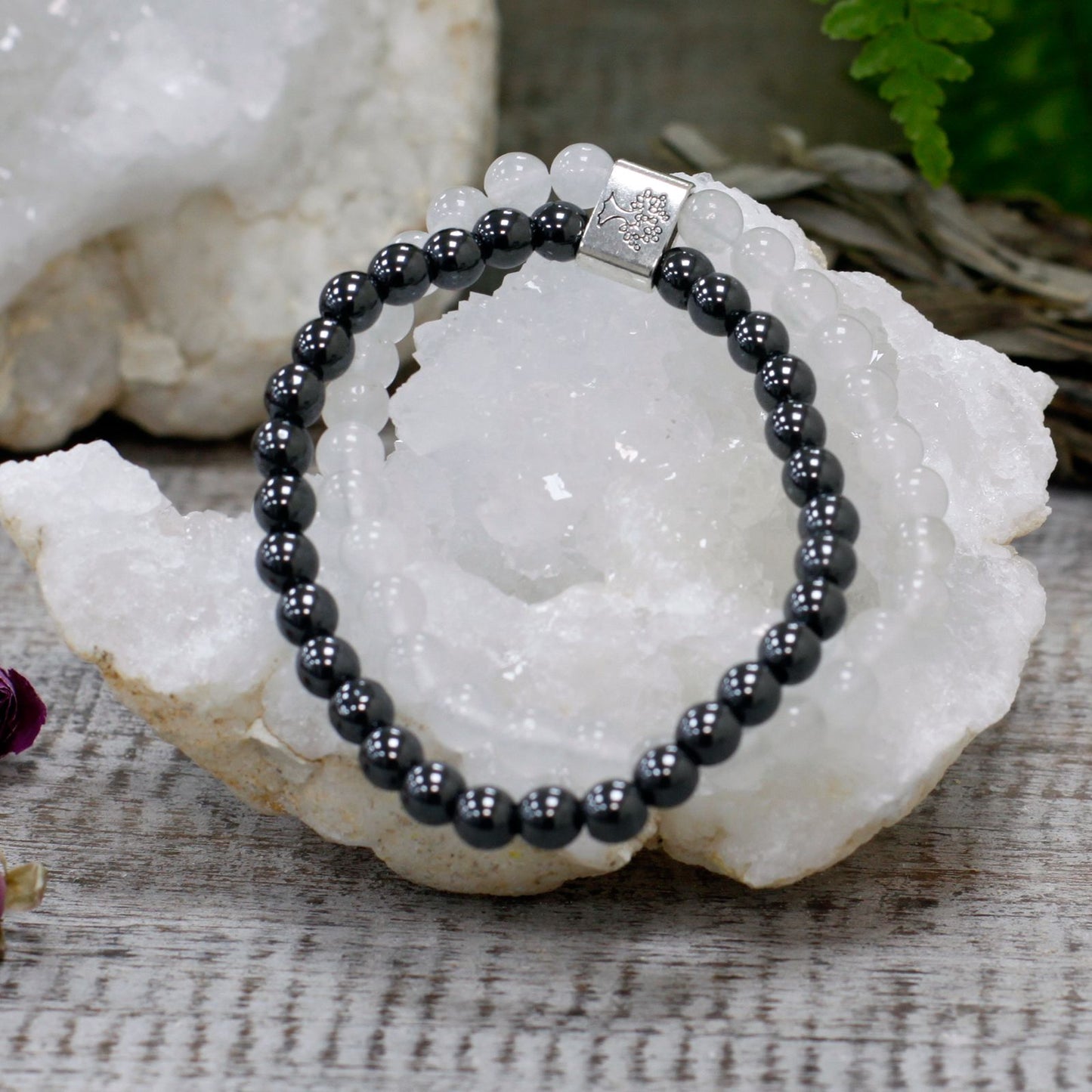 Pulsera de Piedras Preciosas Magnéticas - Cuarzo Blanco