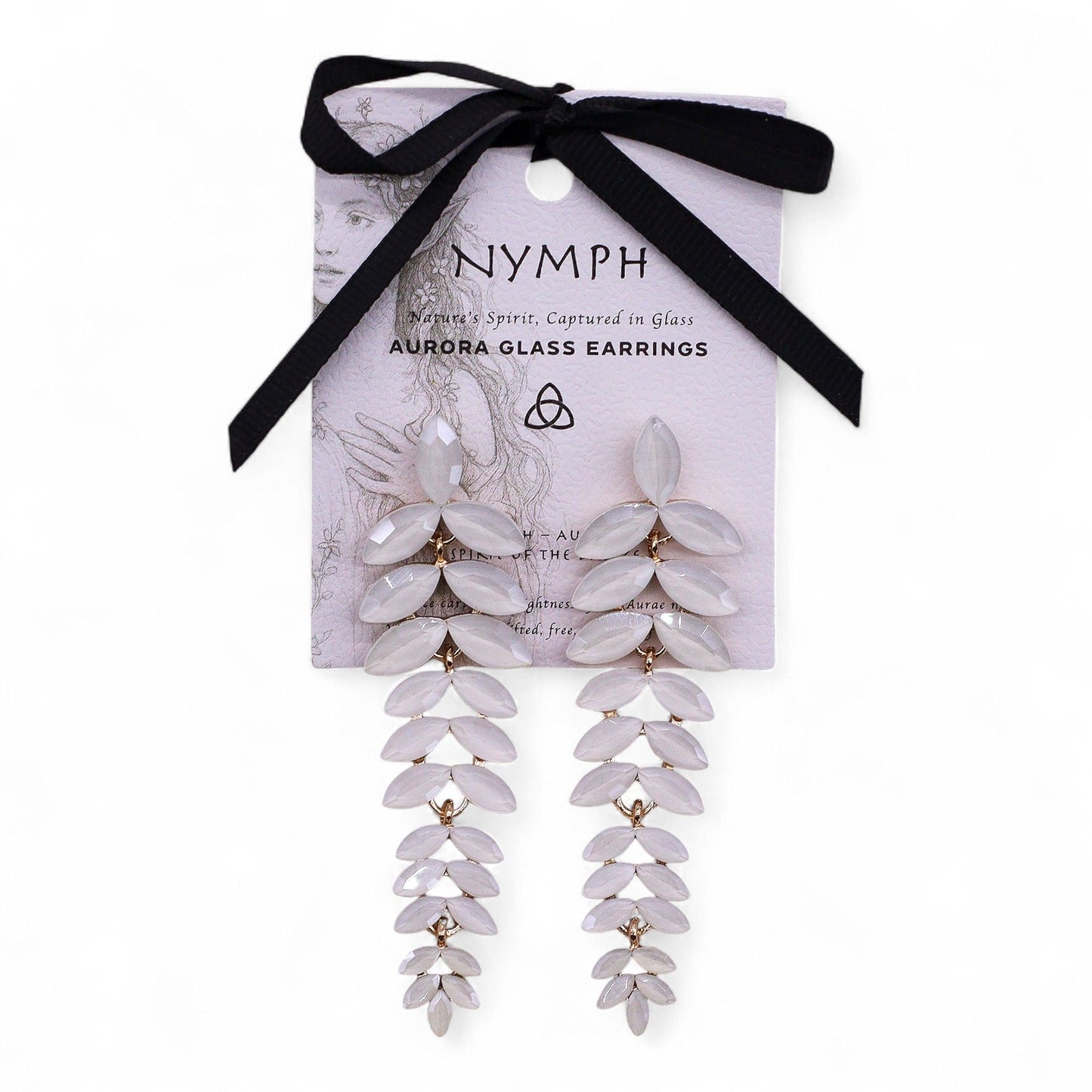 Pendientes de Cristal Vintage - Largo - Perla