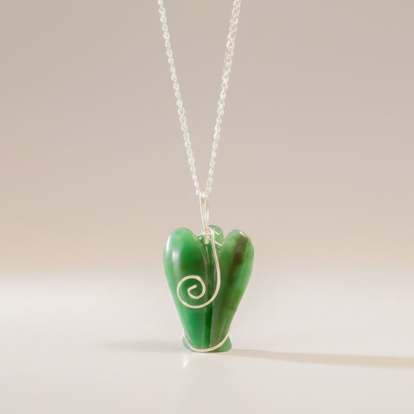 Colgante de ángel guardián de gema - aventurina verde