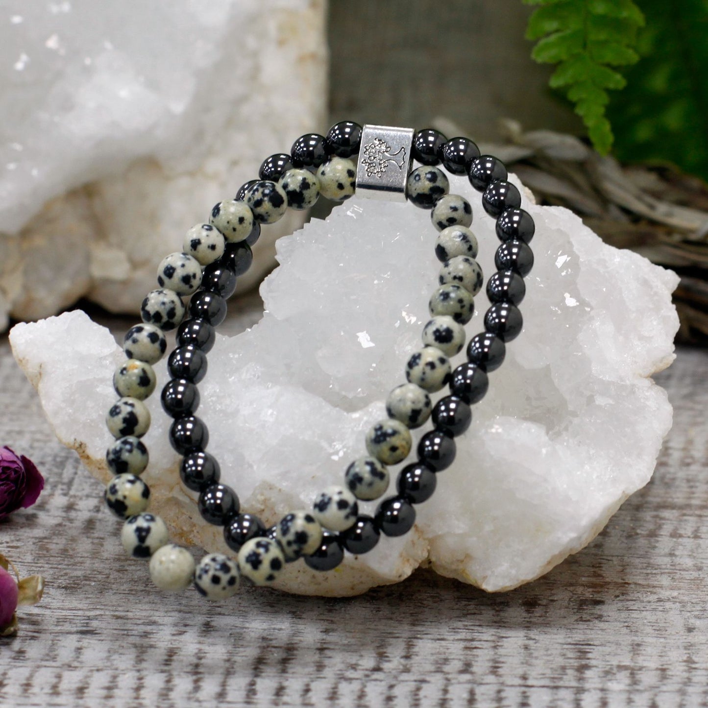 Pulsera de Piedras Preciosas Magnéticas - Jaspe Dálmata