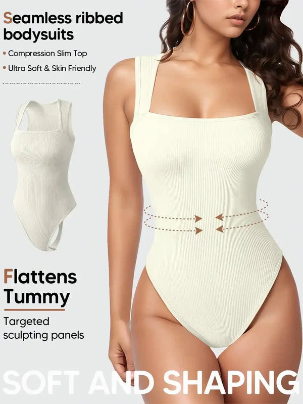 Body mujer sin manga con escote cuadrado beige S/M - additional image 5