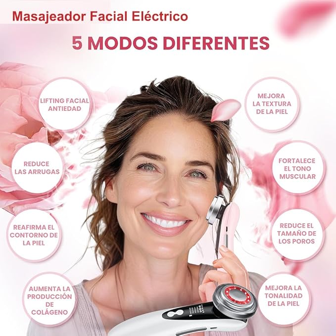 Masajeador facial con frío y calor antiarrugas blanco - additional image 8