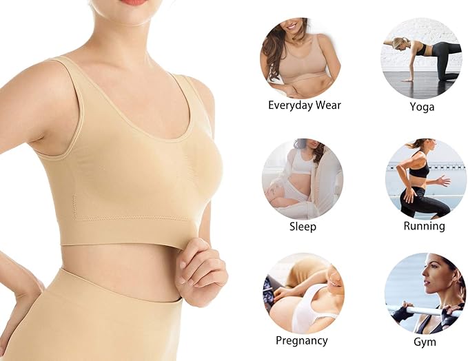 Sujetador deportiva sin costuras beige S/M