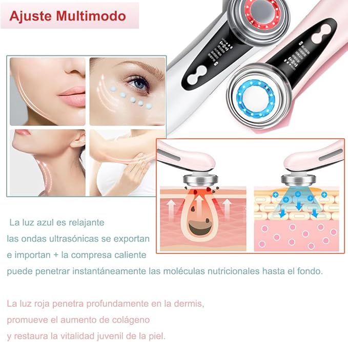 Masajeador facial con frío y calor antiarrugas blanco - additional image 7