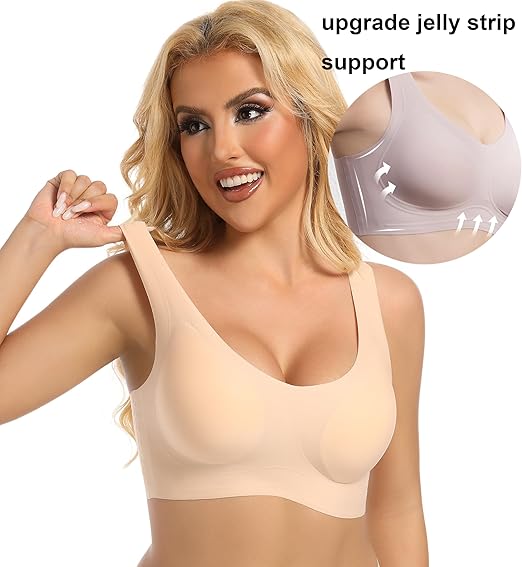 Sujetador ultrafino de seda helada beige ( talla M = M/L ) - additional image 4
