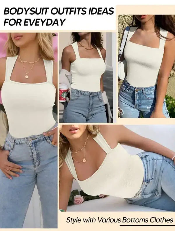 Body mujer sin manga con escote cuadrado beige S/M - additional image 6