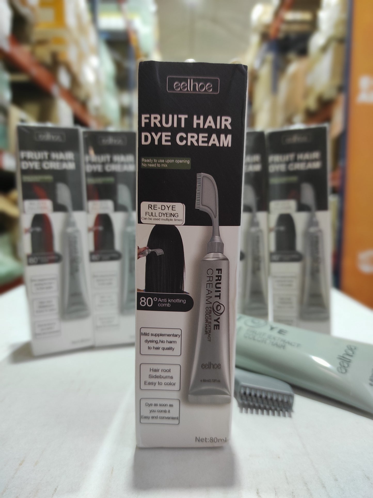 Crema para el cabello con peine para cubrir canas negro - additional image 2