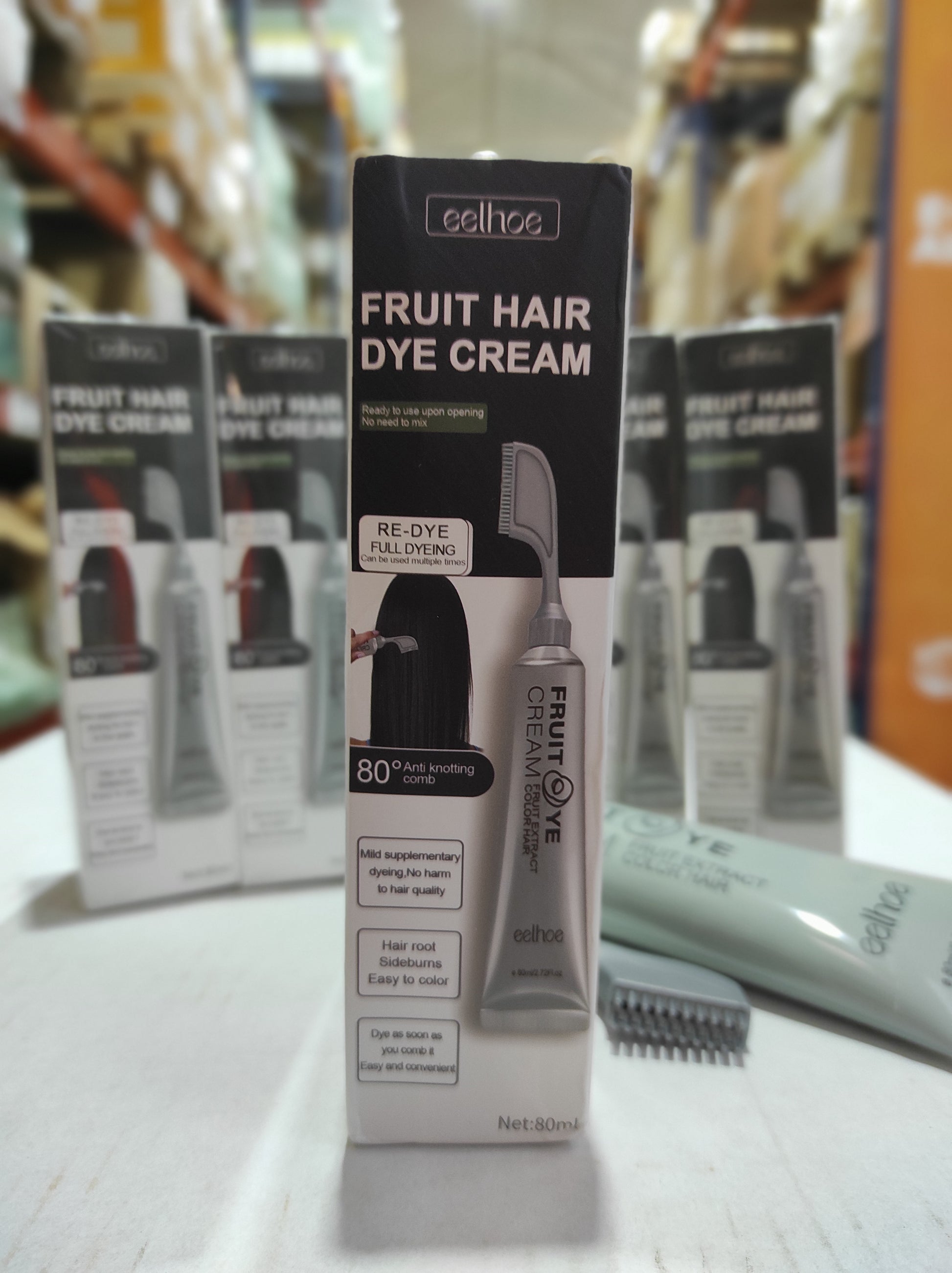 Crema para el cabello con peine para cubrir canas negro - additional image 2