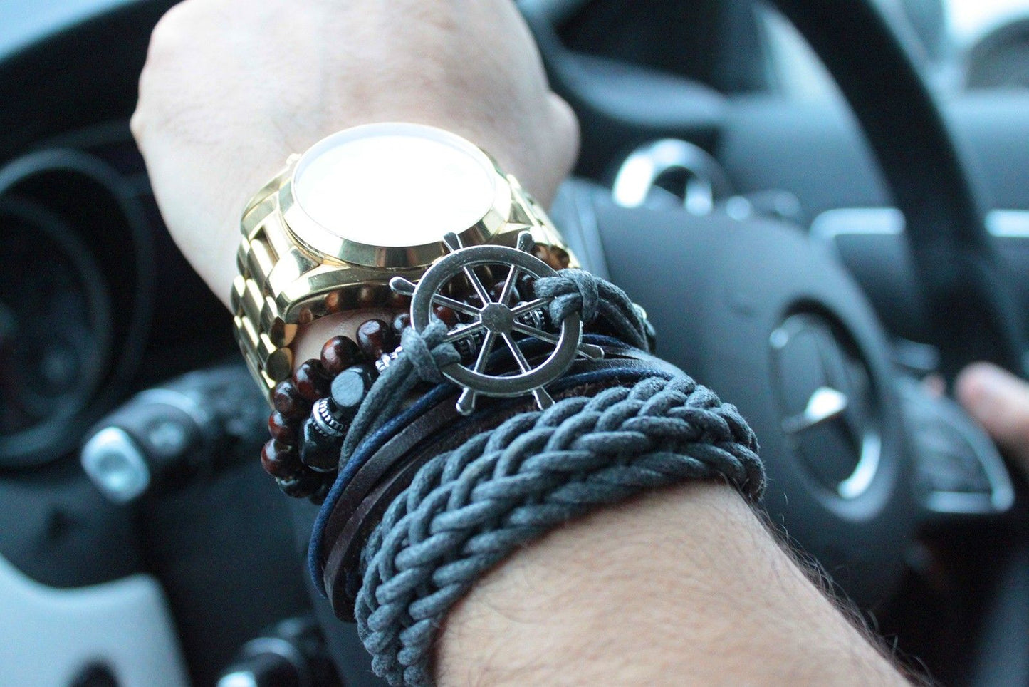 Pulsera de Hombre - Verde y Natural (color aleatorio)