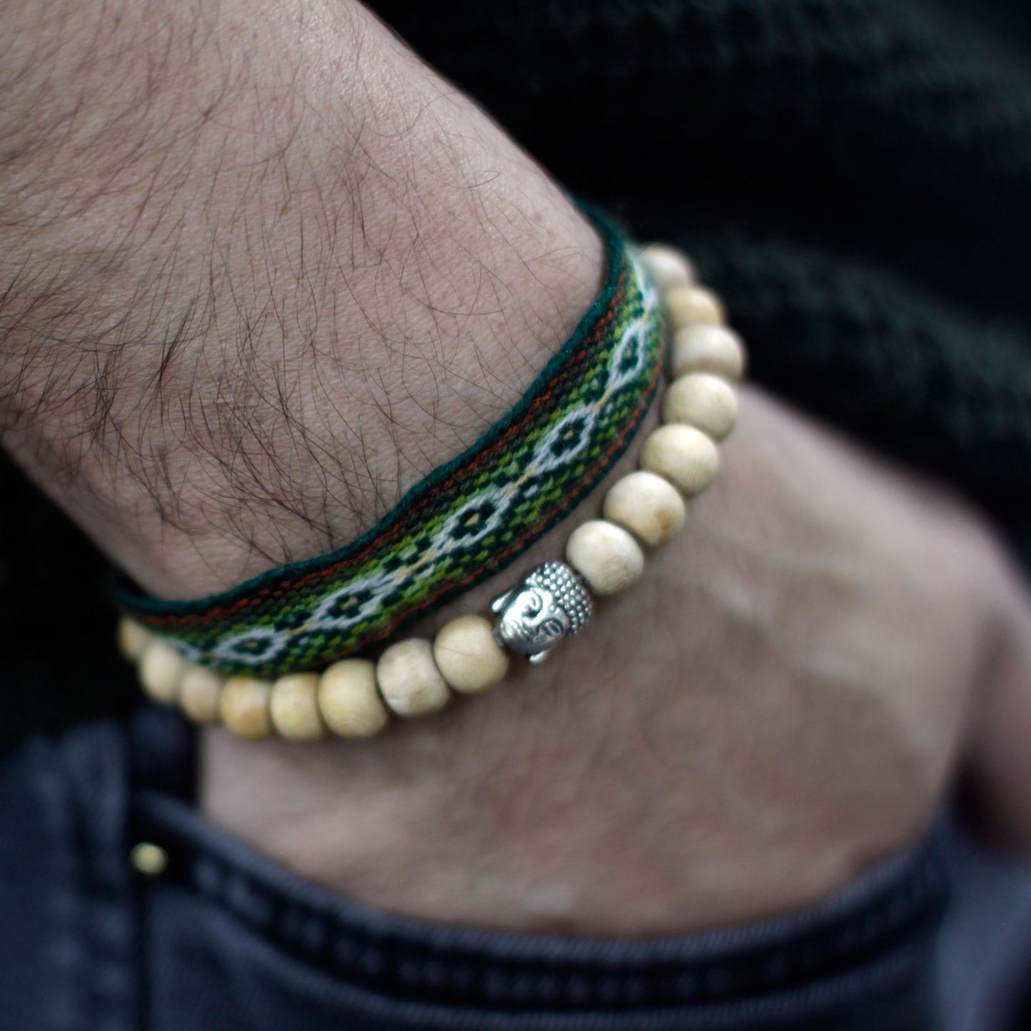 Cuentas de sandalia fragantes y brazalete Buddah
