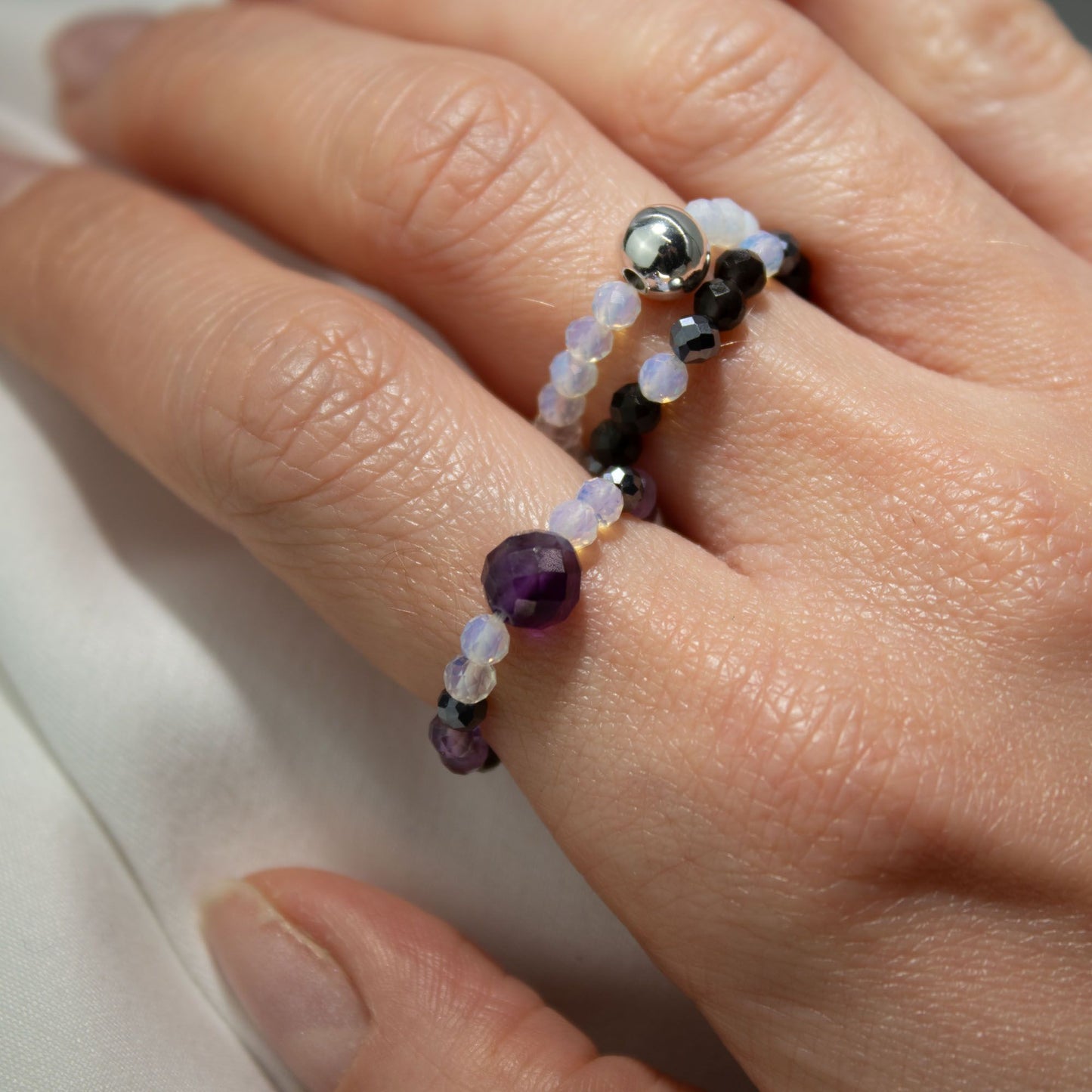 Conjunto de anillos de gema del espíritu de ninfa - Luna Llena