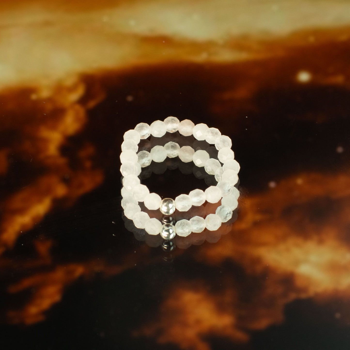 Conjunto de anillos de gema del espíritu ninfa - Amor y Fuego