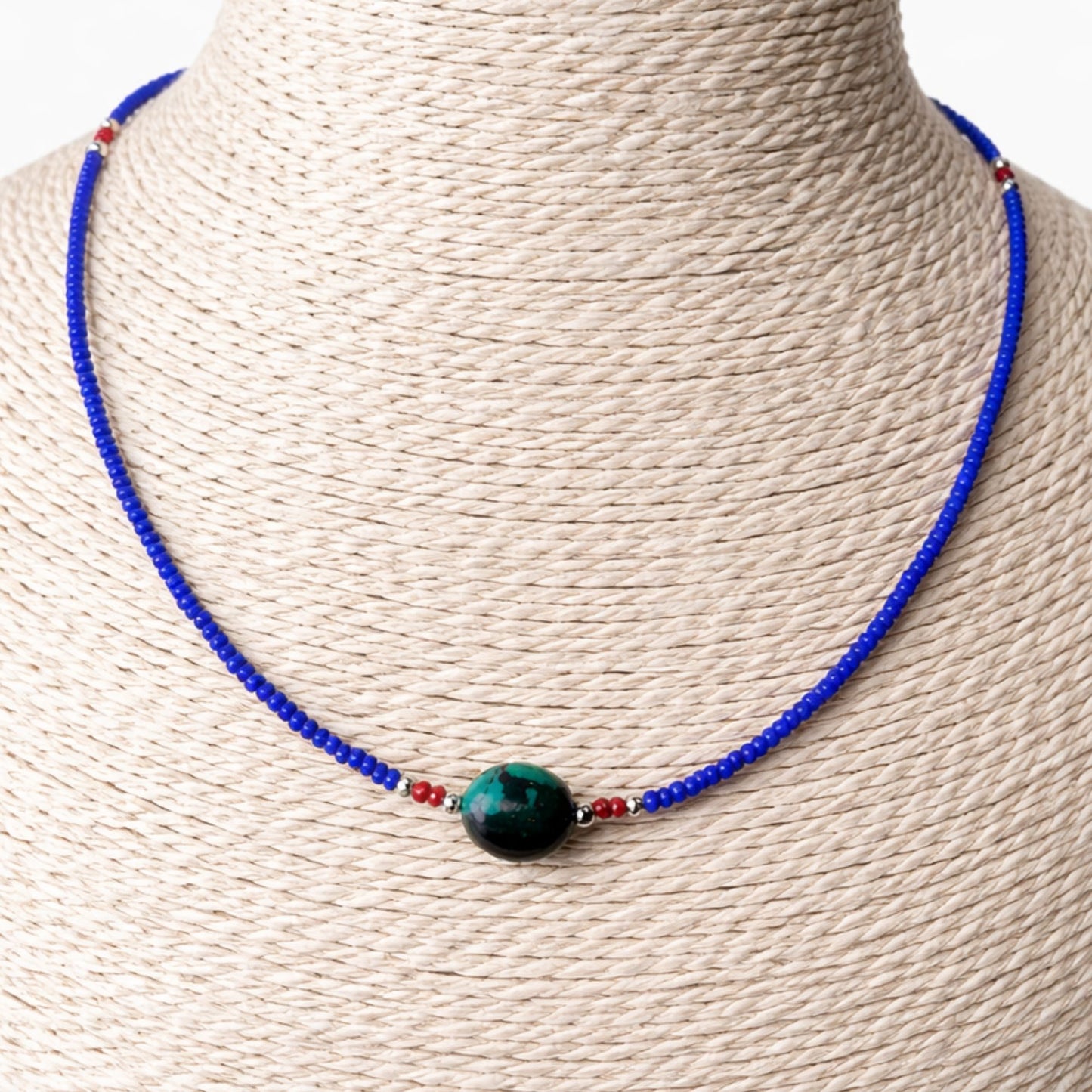 Colgante fino de lapislázuli y turquesa de Nepal - collar (42 cm)