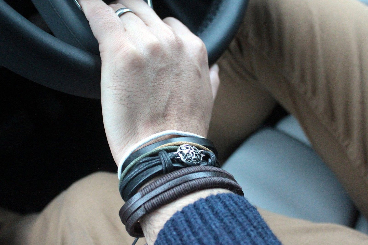 Pulsera de Hombre - Verde y Natural (color aleatorio)