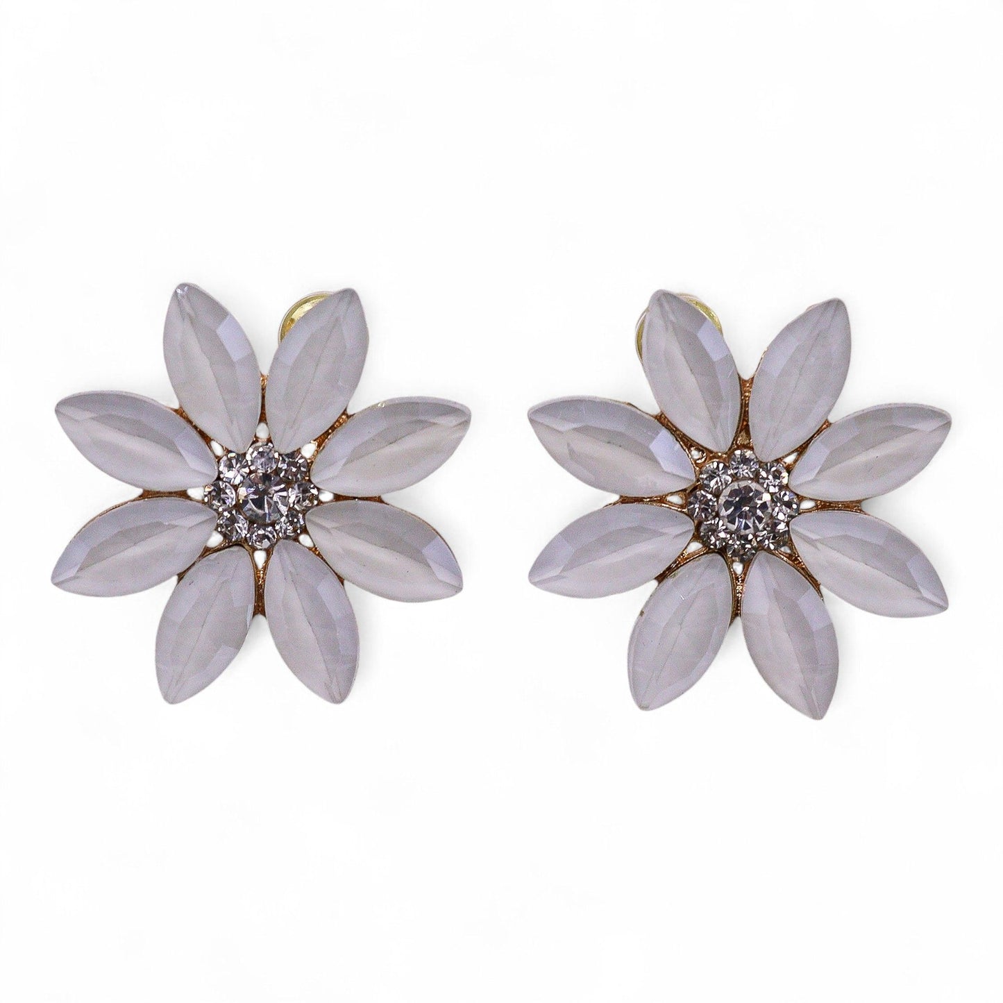 Pendientes de Cristal Vintage - Flores - Perla