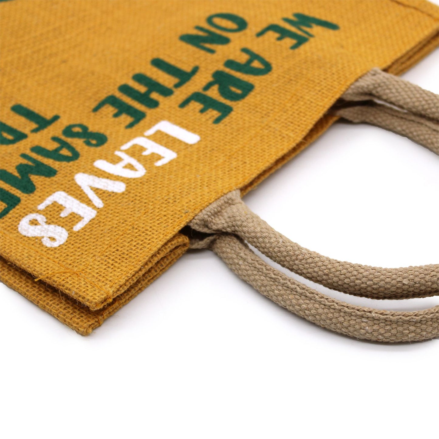 bolsa de yute estampada - Somos hojas - Amarillo, Azul y Natural