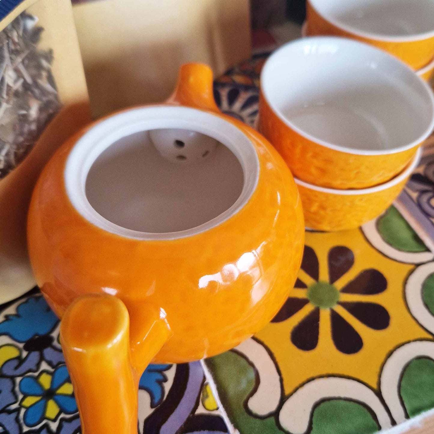 Set de Tetera - Naranja - Tetera & Cuatro tazas