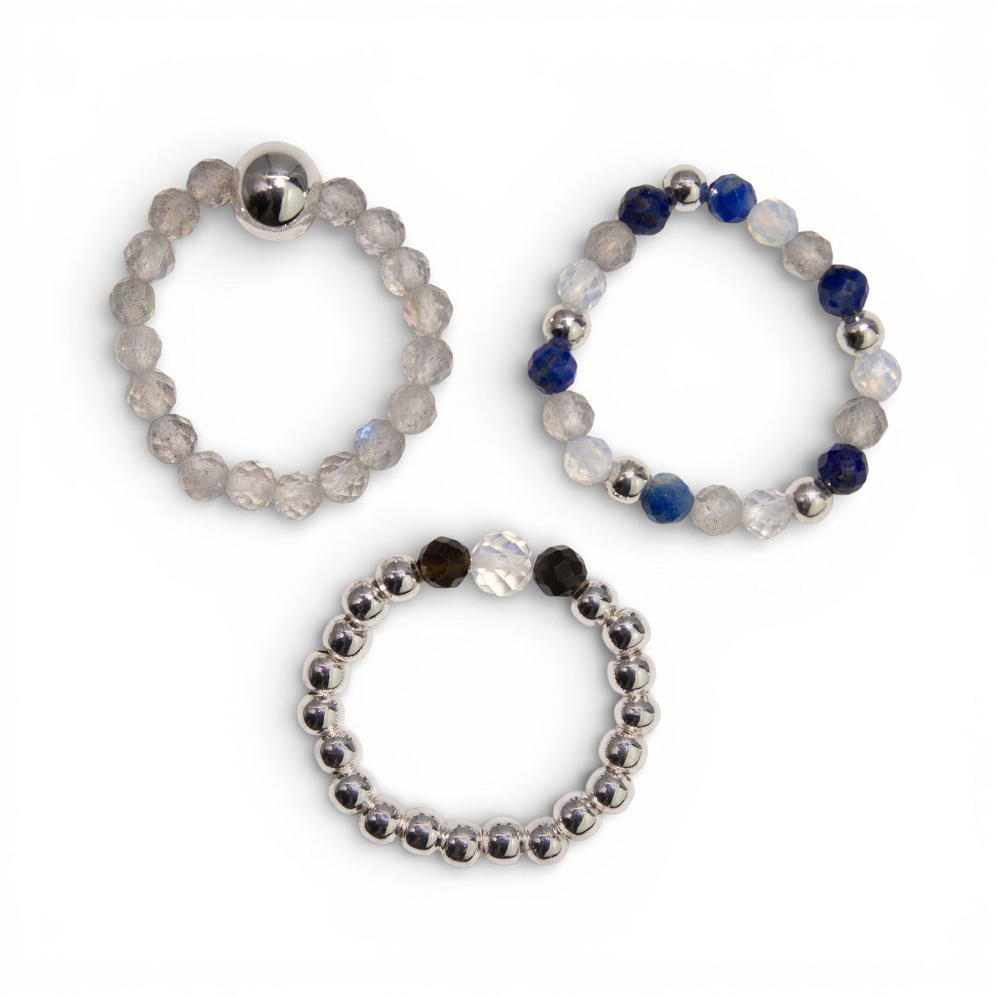Conjunto de anillos con gema de espíritu ninfa - Auroras boreales