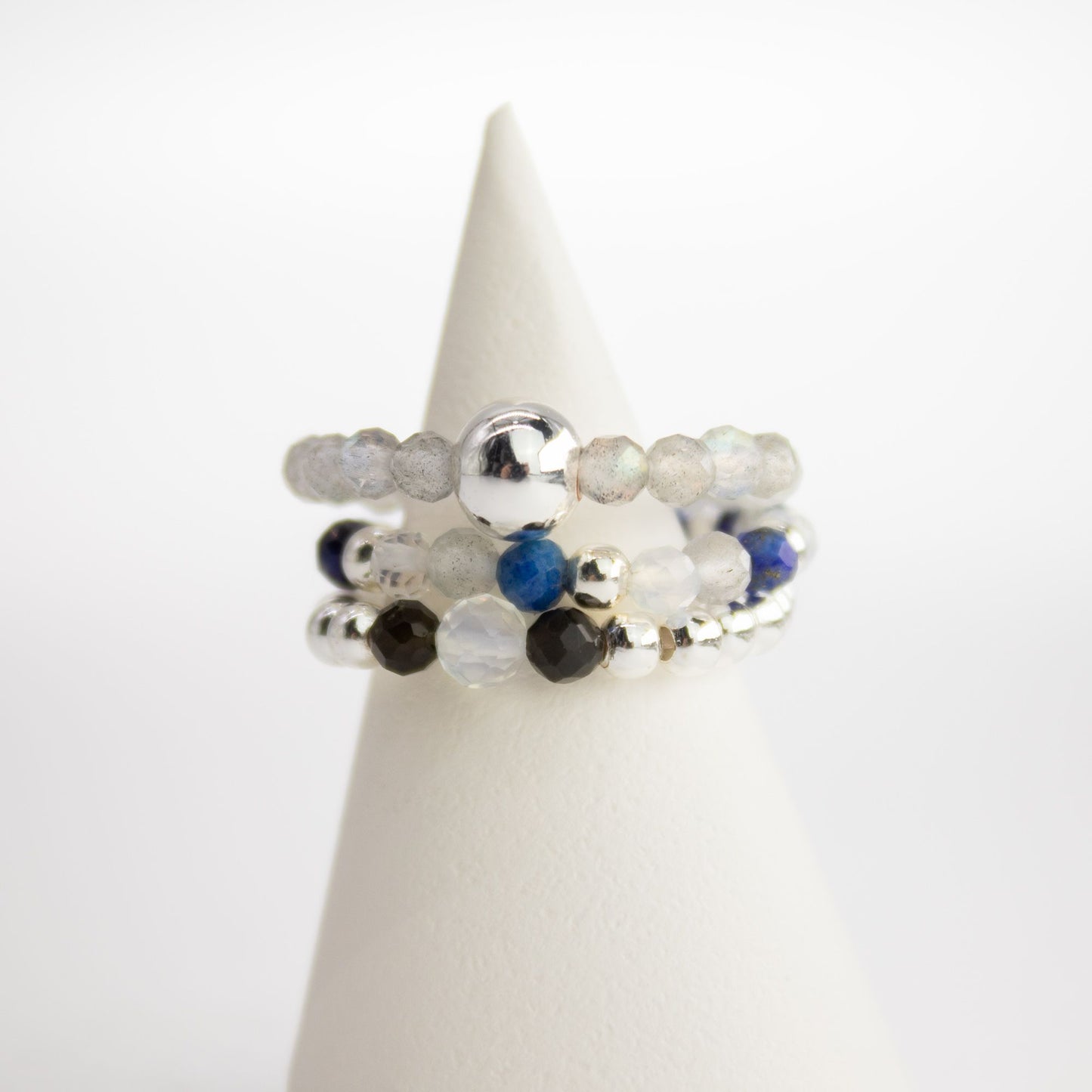 Conjunto de anillos con gema de espíritu ninfa - Auroras boreales