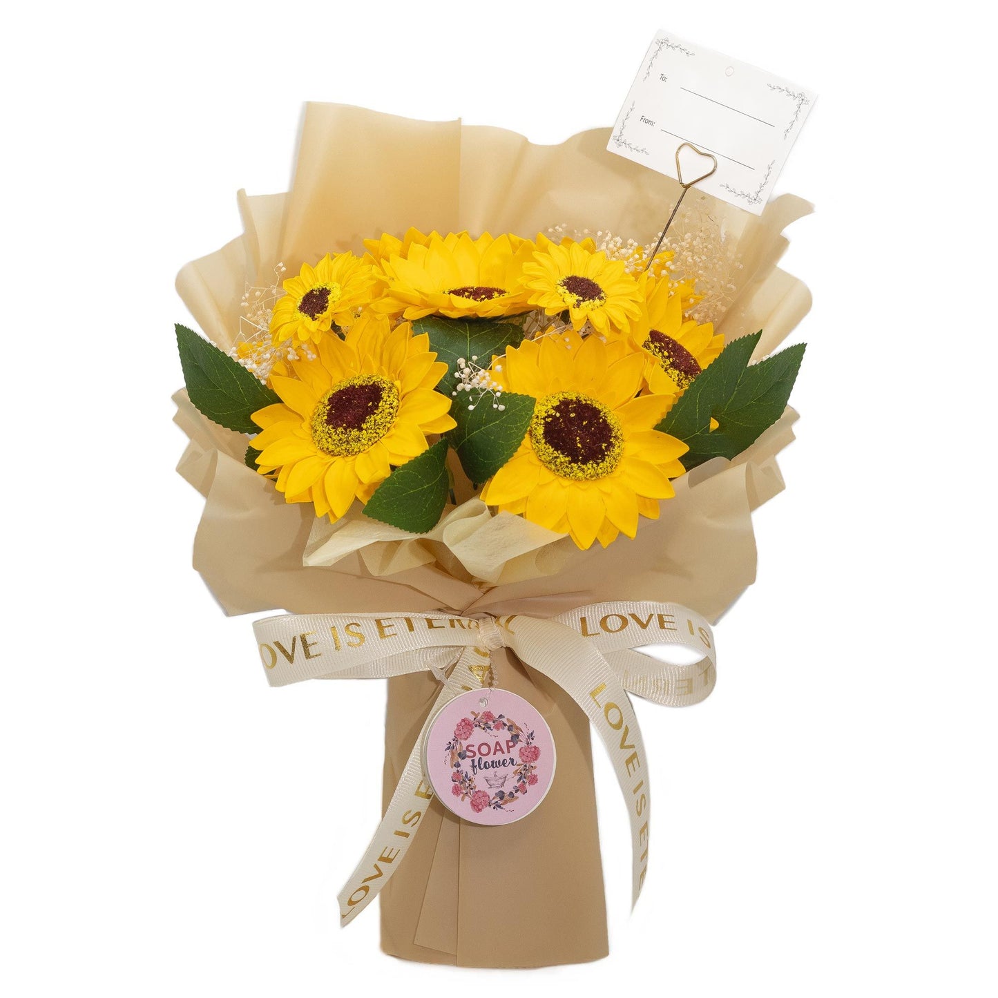 Ramo grande de girasoles - El amor es eterno - Tarjeta de regalo