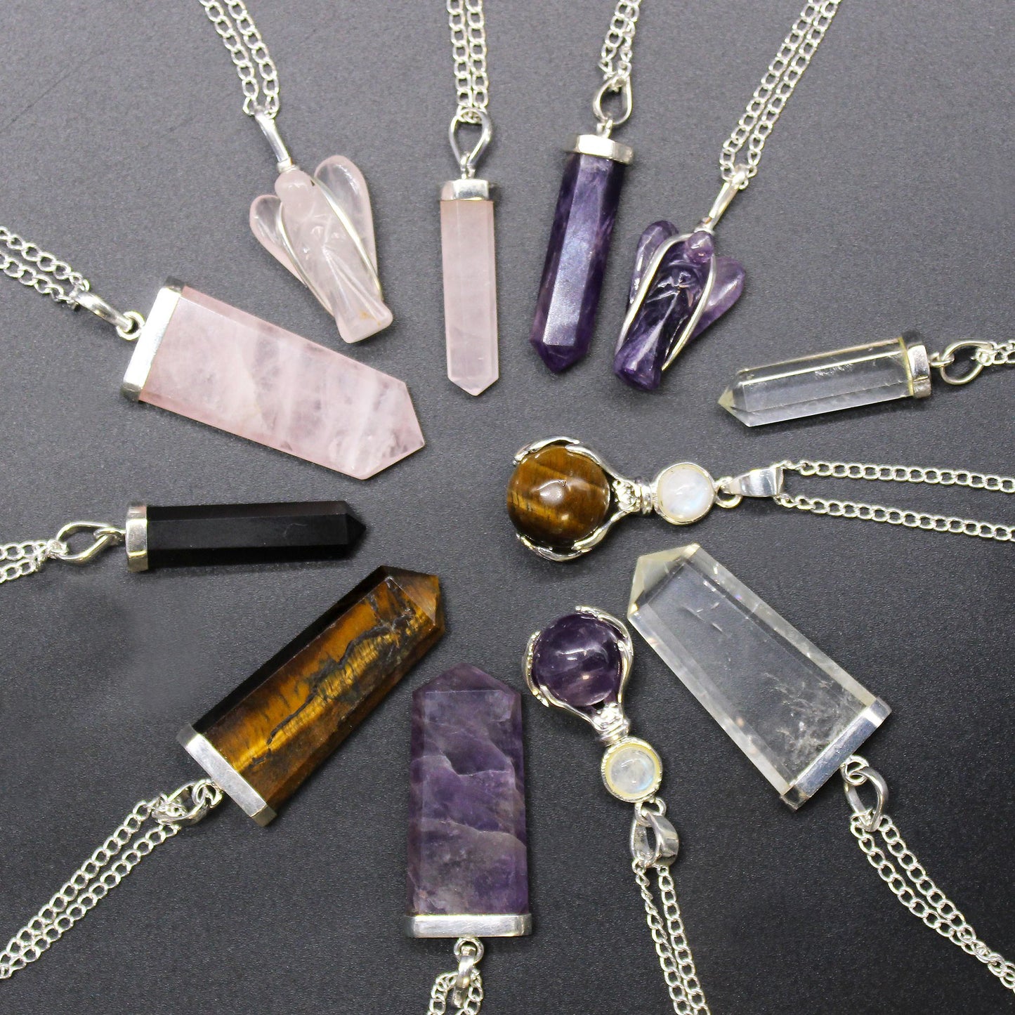 Colgante de Punto Clásico de Piedras Preciosas - Amatista