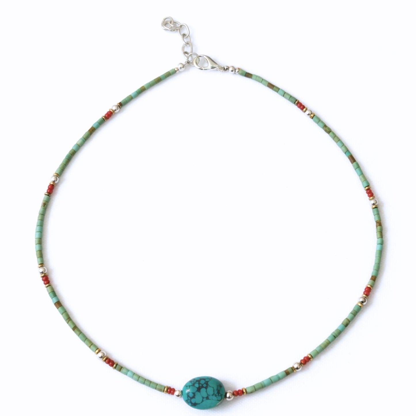 Collar nepalí de gemas extrafinas - Turquesa y piedra