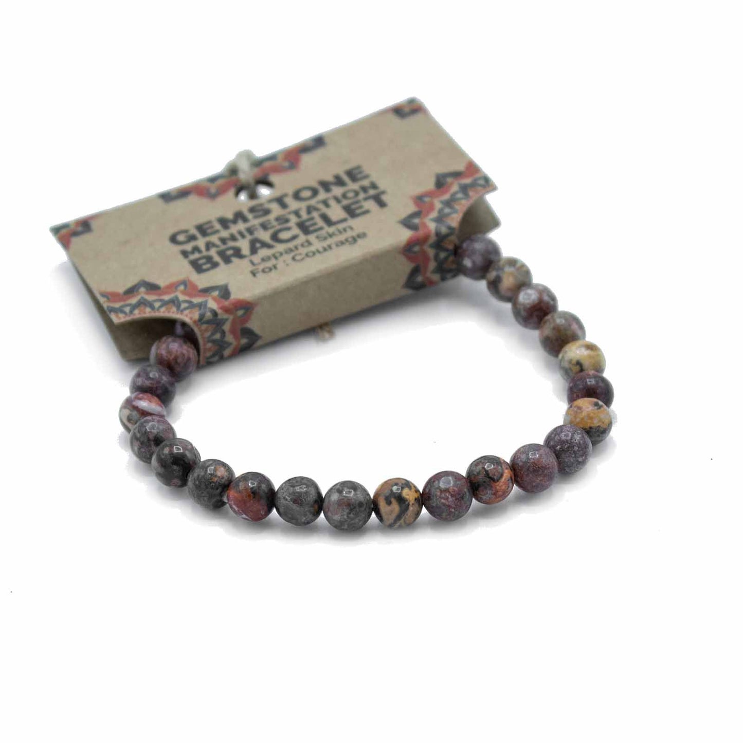 Pulsera de manifestación de piedras preciosas - Piel de leopardo - Coraje