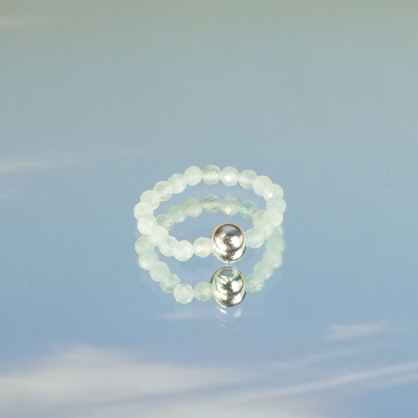 Conjunto de anillos con gemas de ninfa espiritual - Puesta de sol marina