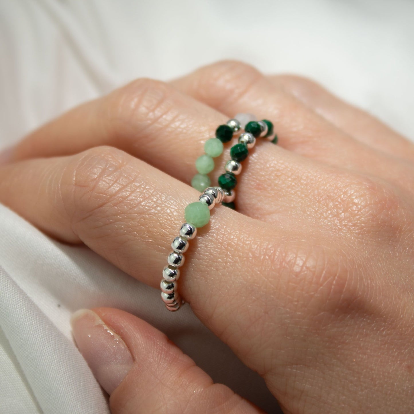 Conjunto de anillos con gema de espíritu ninfa - Espíritu del Bosque