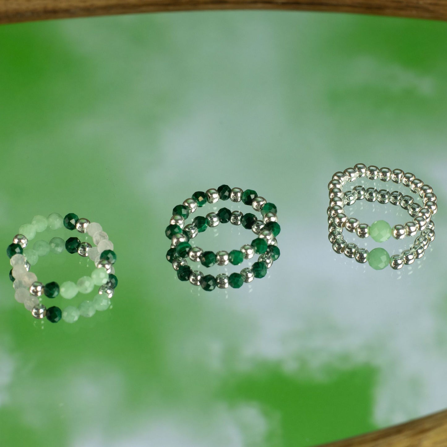 Conjunto de anillos con gema de espíritu ninfa - Espíritu del Bosque