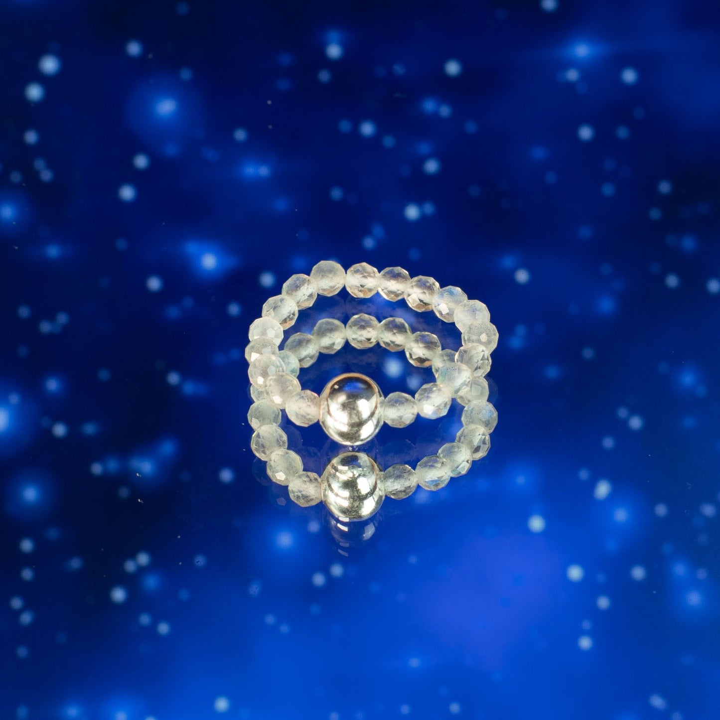 Conjunto de anillos con gema de espíritu ninfa - Auroras boreales