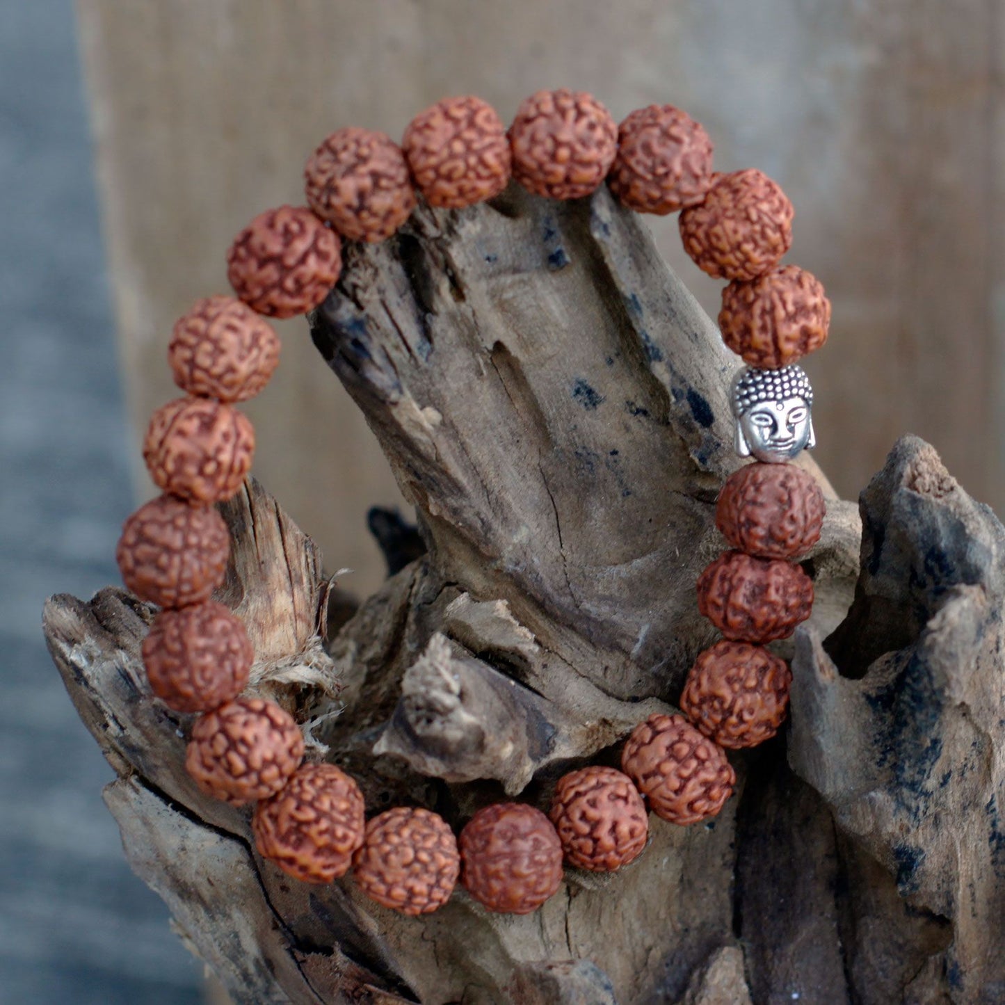 Rudraksha Brazalete de Buda Japa Mala - Natural