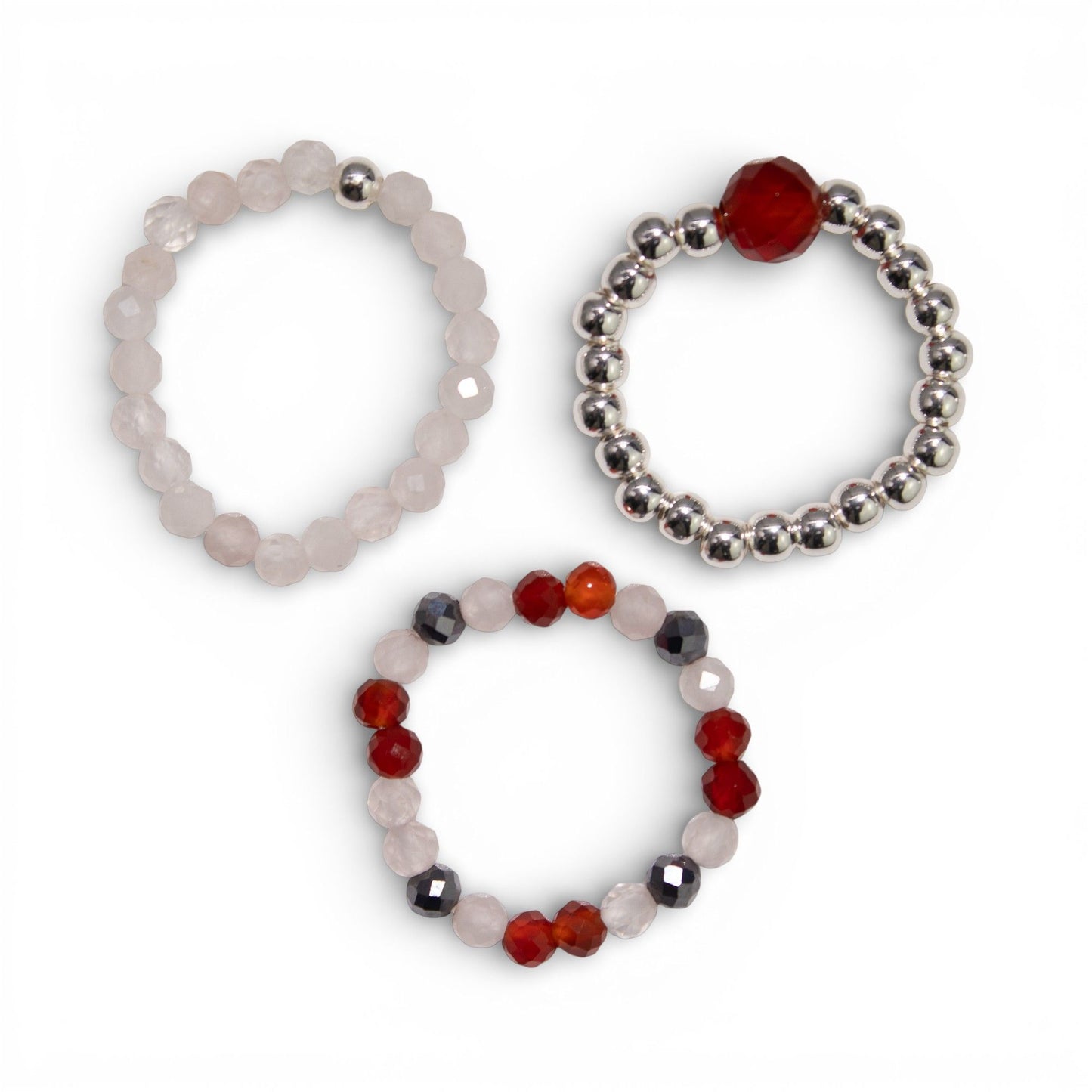 Conjunto de anillos de gema del espíritu ninfa - Amor y Fuego