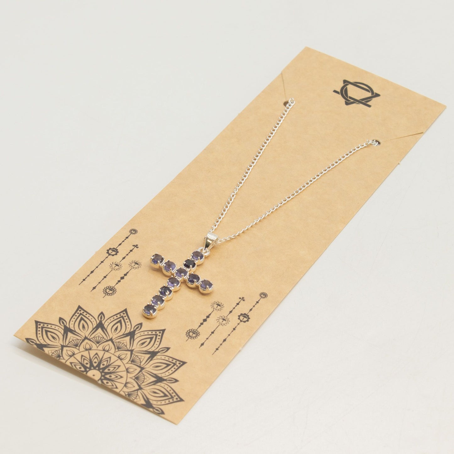 Colgante devocional de la India - Plateado con baño de plata (cadena de 45 cm) - Crucifijo Ionite