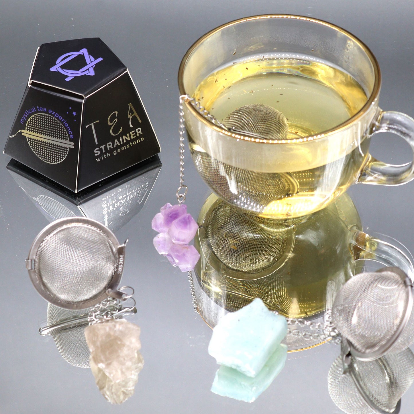 Colador de té de piedras preciosas de cristal crudo - Aventurina verde