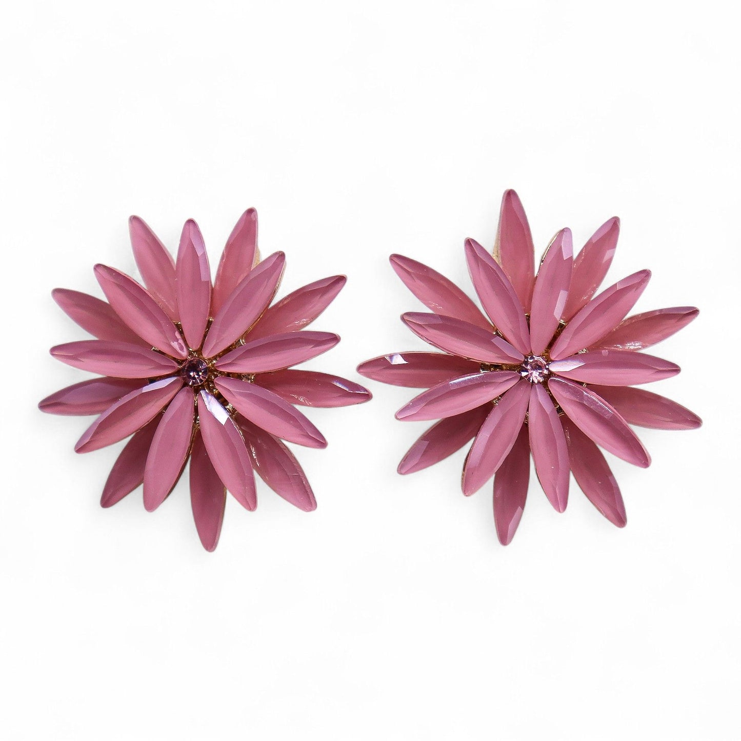 Pendientes de Cristal Vintage - Flores - Cuarzo Rosa