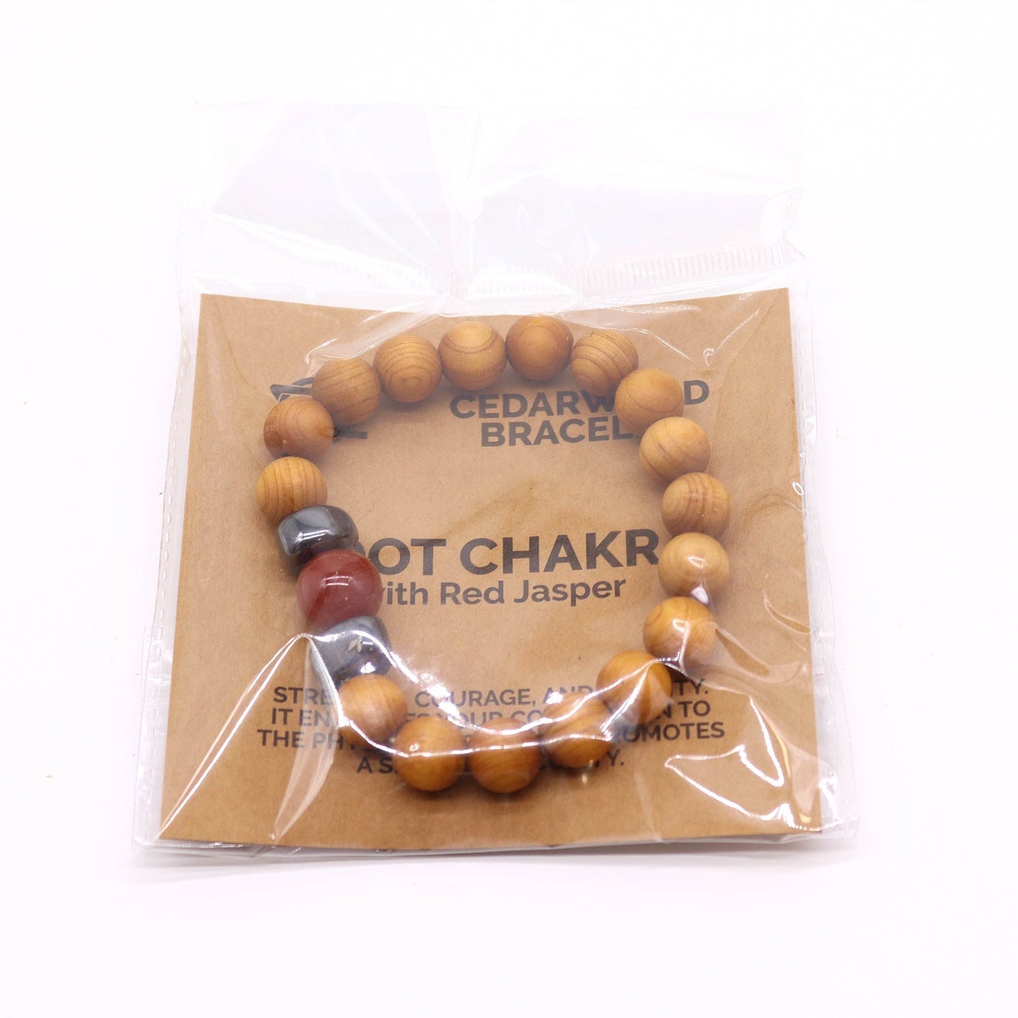 Pulsera  de Cedro - Chakra Raíz - Jaspe Rojo
