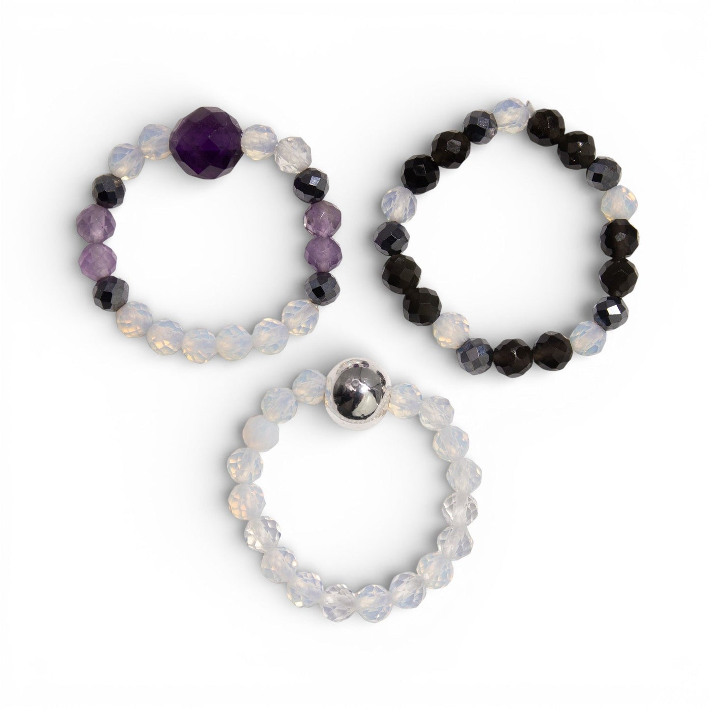 Conjunto de anillos de gema del espíritu de ninfa - Luna Llena
