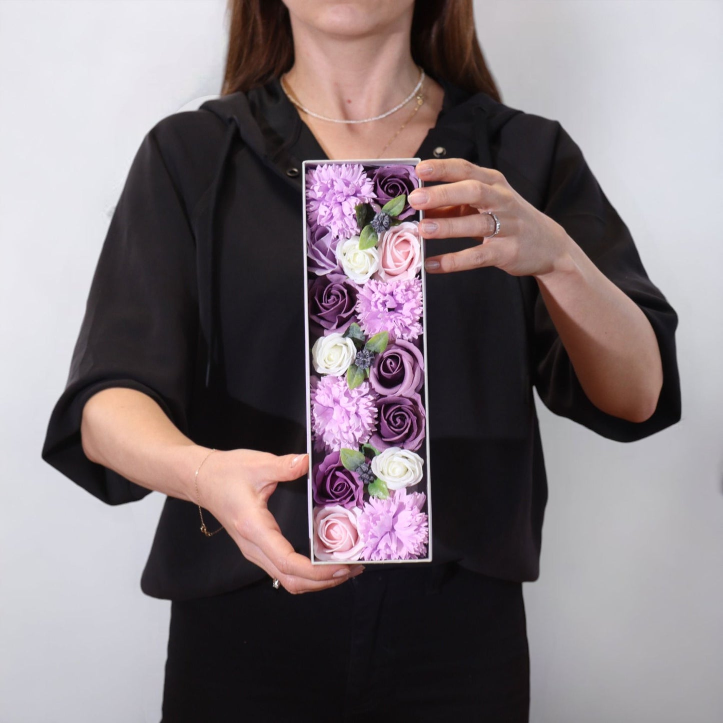 Caja Larga - Rosa Lavanda y Clavel