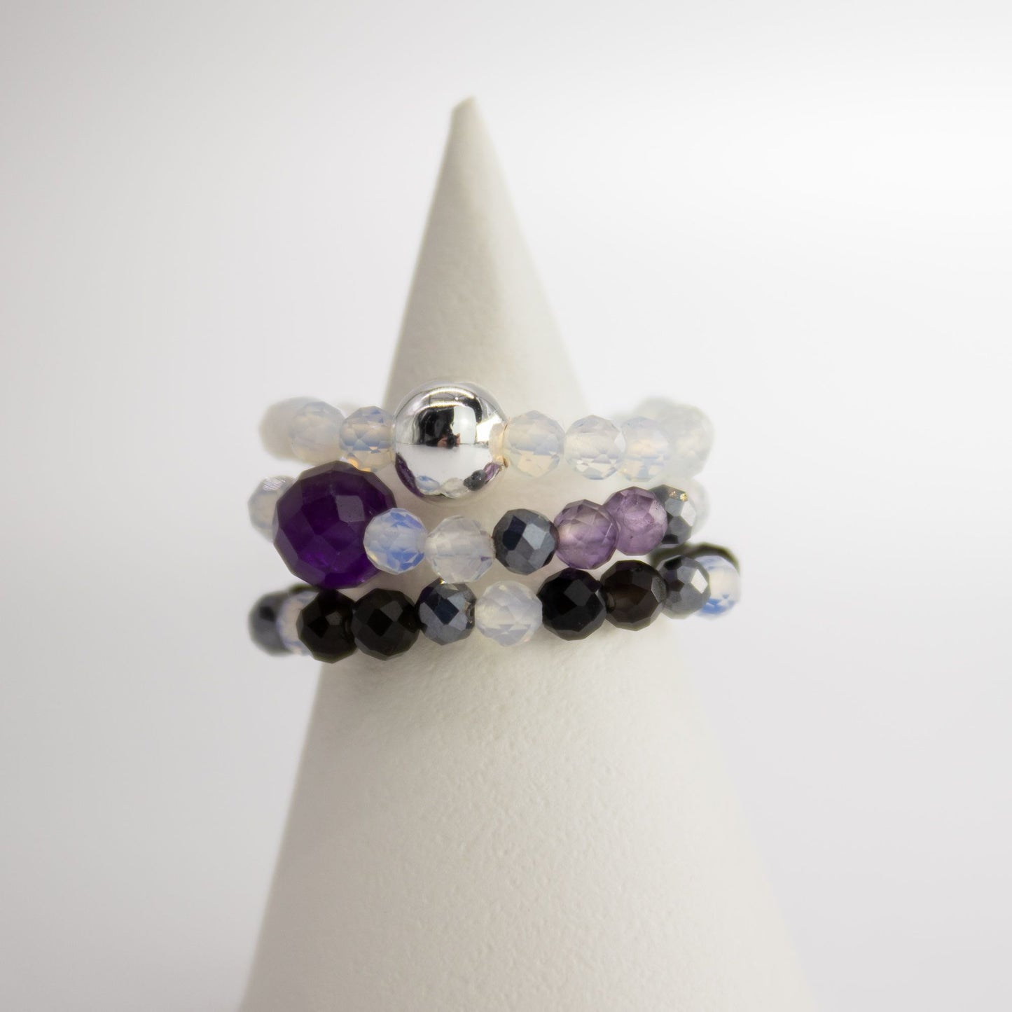 Conjunto de anillos de gema del espíritu de ninfa - Luna Llena