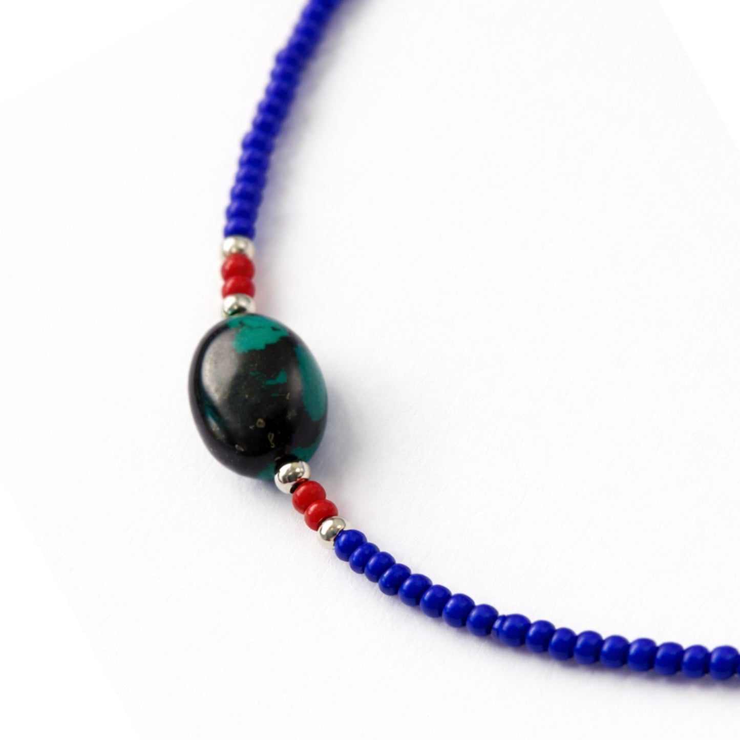Colgante fino de lapislázuli y turquesa de Nepal - collar (42 cm)