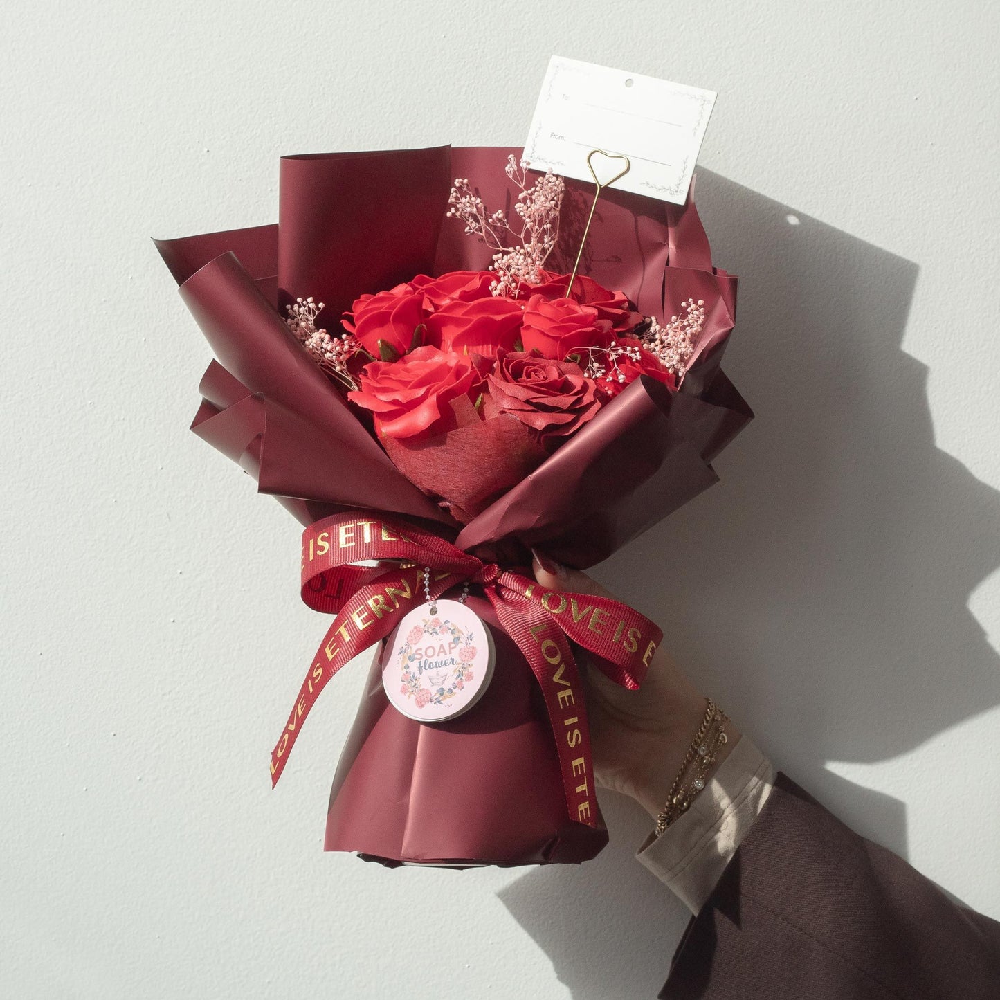 Ramo grande de rosas rojas - El amor es eterno -  Tarjeta de regalo