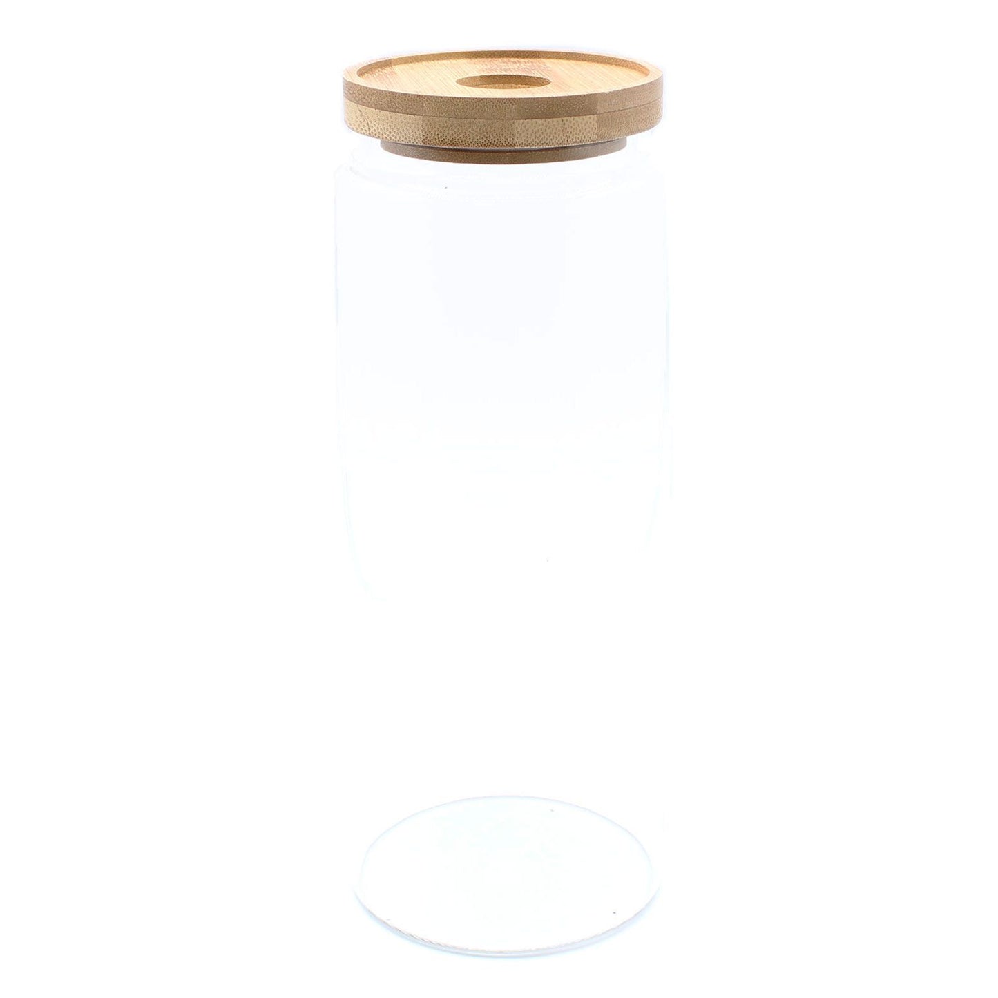 Bote de Cristal con Tapa de Bambú - 20cm