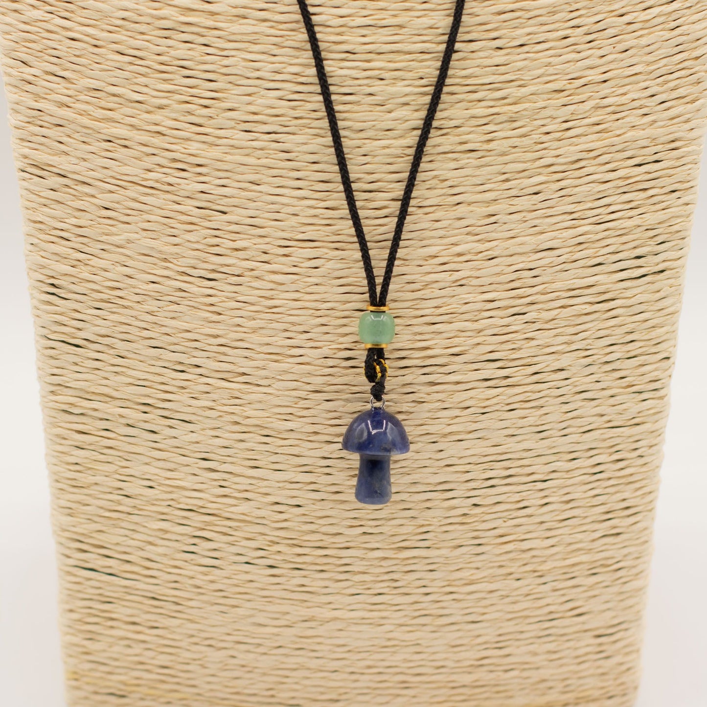Collar de cuerda Colgante de piedra preciosa - Hongo de sodalita