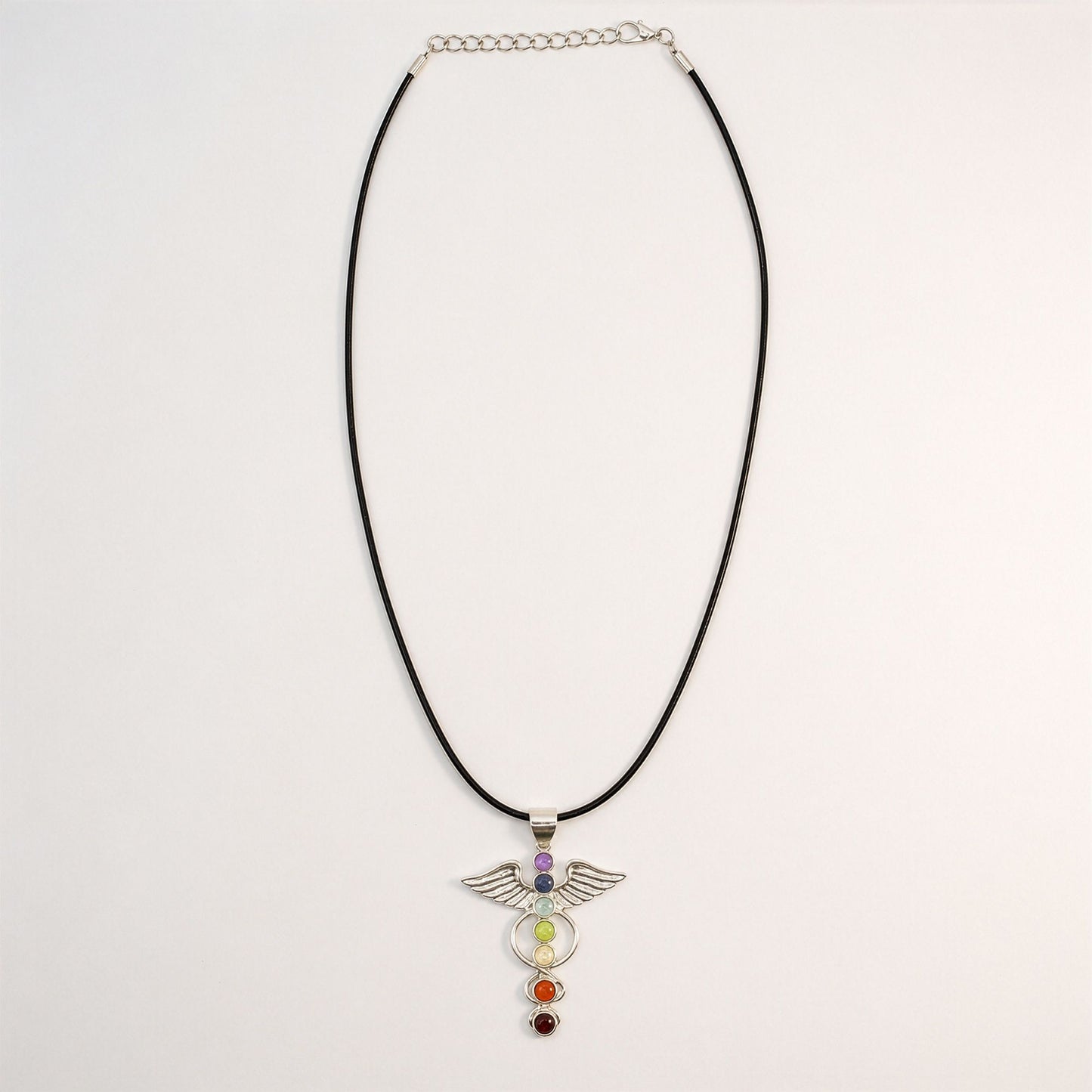 Colgantes devocionales de la India - Baño de plata (cordón de 45 cm) - Ángel Chakra