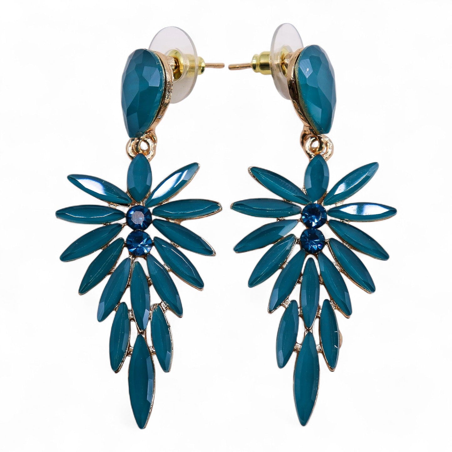 Pendientes de Cristal Vintage - Largo - Verde Turquesa